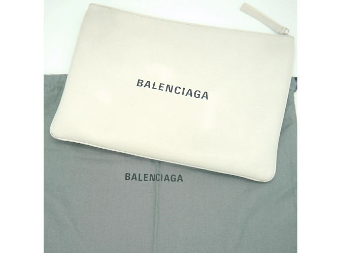 Borsa Clutch Balenciaga Clip M Bianco - vista 7
