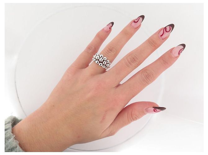 ANELLO BOUCHERON GRAINS DE RAISINS 51 NUOVO IN ORO BIANCO 18K Argento - vista 13