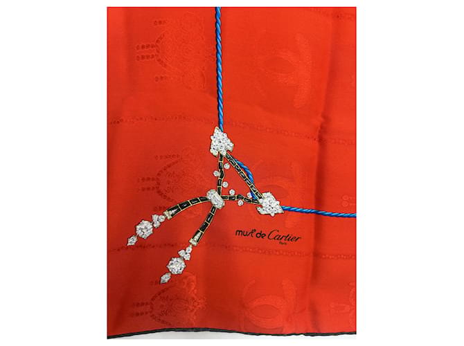 Cartier Bufanda de seda "Must" Plata Roja Azul - vista 2
