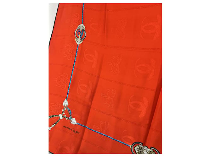 Cartier Bufanda de seda "Must" Plata Roja Azul - vista 3