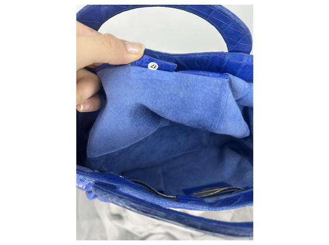 Nancy Gonzalez Genuine crocodile handbag Blue Gold hardware - view 12