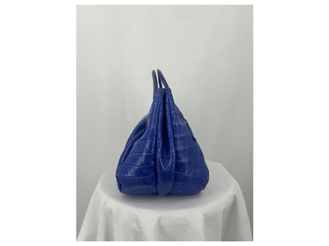 Nancy Gonzalez Genuine crocodile handbag Blue Gold hardware - view 3