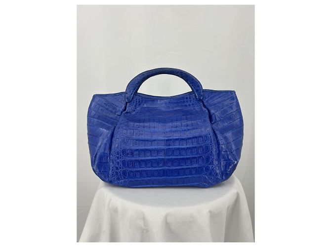 Nancy Gonzalez Genuine crocodile handbag Blue Gold hardware - view 4