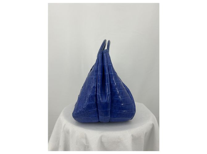 Nancy Gonzalez Genuine crocodile handbag Blue Gold hardware - view 5