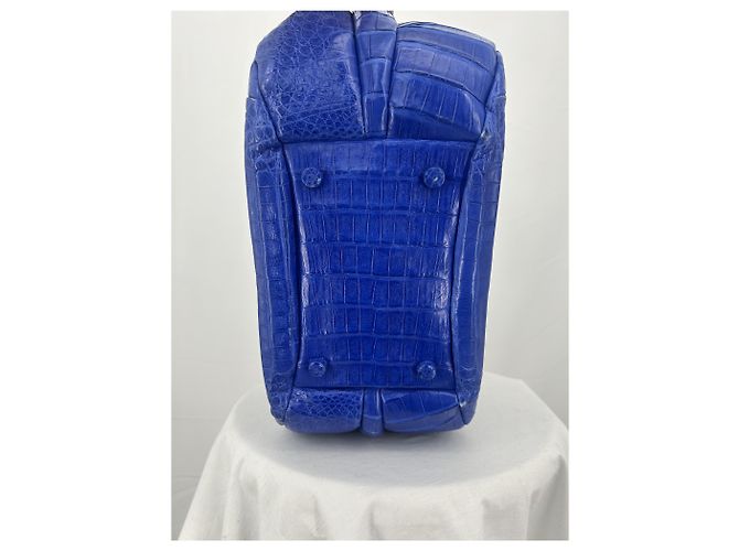 Nancy Gonzalez Genuine crocodile handbag Blue Gold hardware - view 6