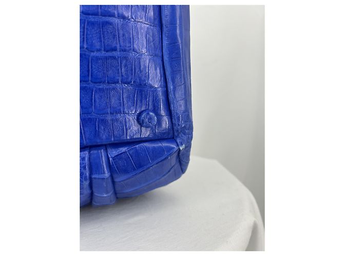 Nancy Gonzalez Genuine crocodile handbag Blue Gold hardware - view 7