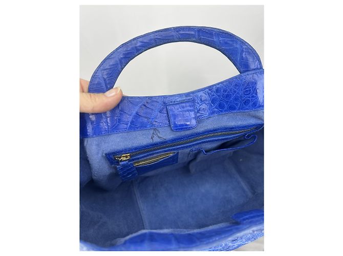 Nancy Gonzalez Genuine crocodile handbag Blue Gold hardware - view 9