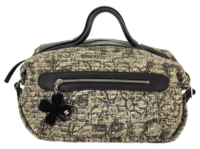 CHANEL Borsa a Mano Tweed Giallo Argento CC Auth bs19419 - vista 13