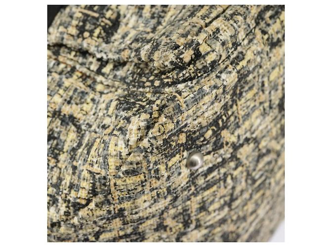 CHANEL Borsa a Mano Tweed Giallo Argento CC Auth bs19419 - vista 14