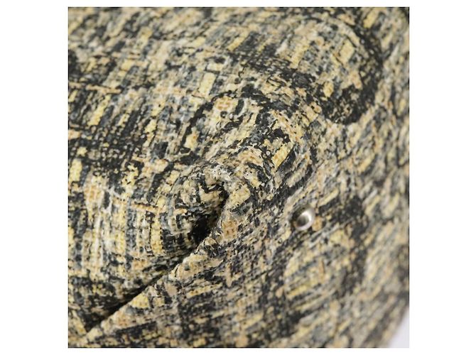 CHANEL Borsa a Mano Tweed Giallo Argento CC Auth bs19419 - vista 16