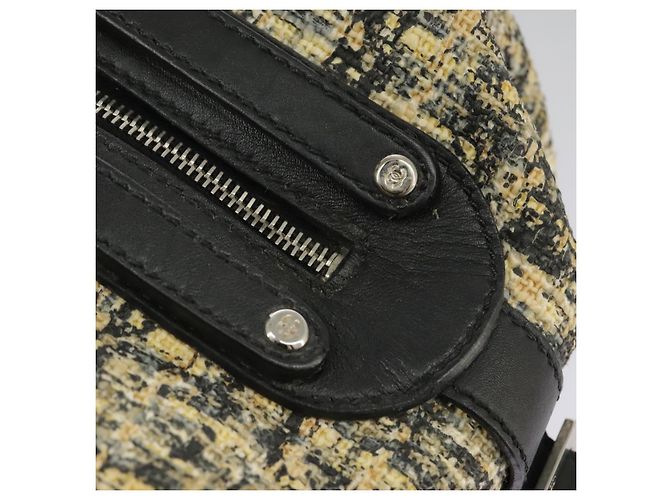 CHANEL Borsa a Mano Tweed Giallo Argento CC Auth bs19419 - vista 18
