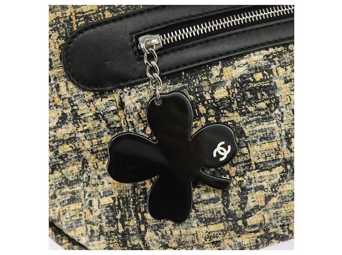 CHANEL Borsa a Mano Tweed Giallo Argento CC Auth bs19419 - vista 19