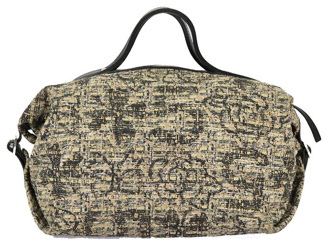 CHANEL Borsa a Mano Tweed Giallo Argento CC Auth bs19419 - vista 2