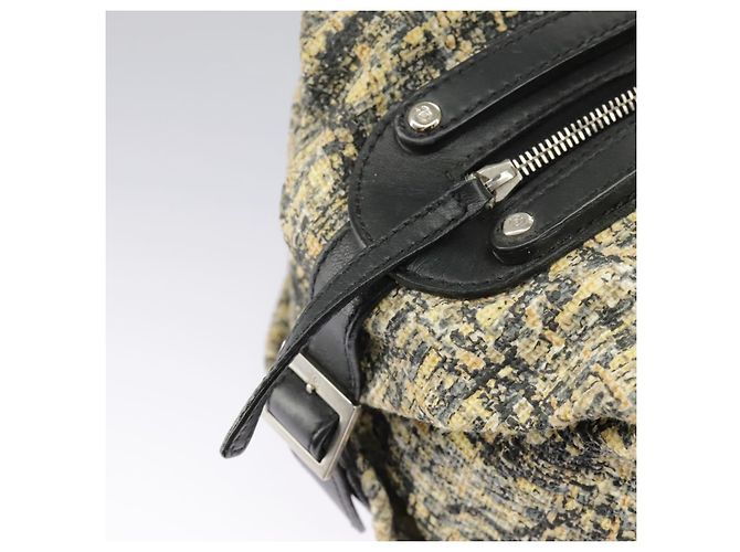 CHANEL Borsa a Mano Tweed Giallo Argento CC Auth bs19419 - vista 21