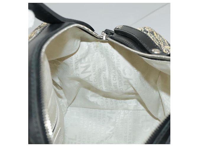 CHANEL Borsa a Mano Tweed Giallo Argento CC Auth bs19419 - vista 22