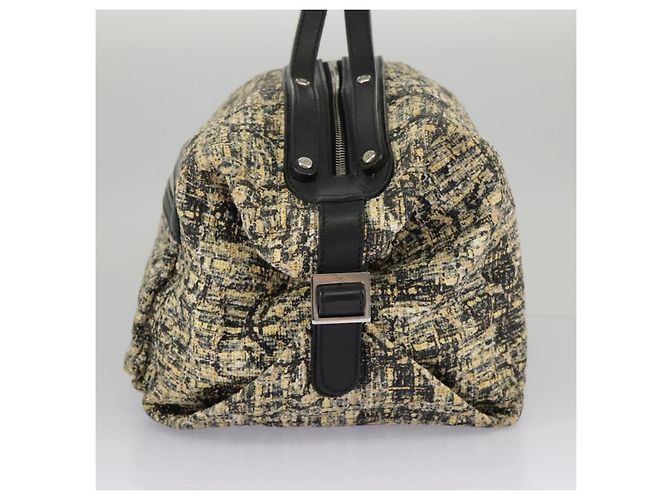 CHANEL Borsa a Mano Tweed Giallo Argento CC Auth bs19419 - vista 3