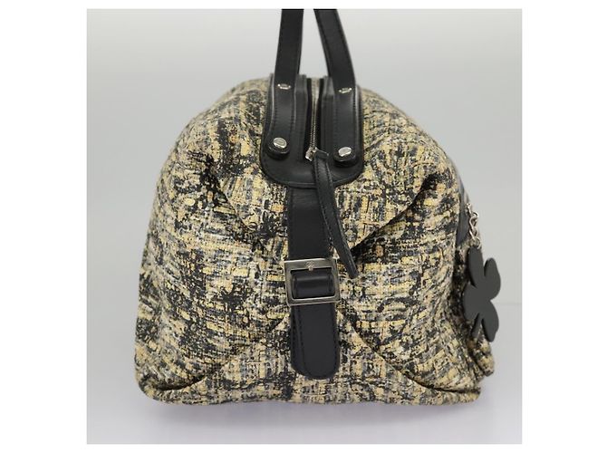 CHANEL Borsa a Mano Tweed Giallo Argento CC Auth bs19419 - vista 4