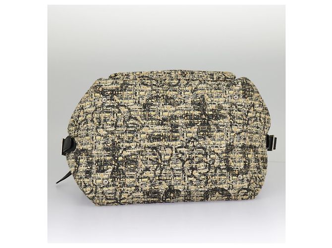 CHANEL Borsa a Mano Tweed Giallo Argento CC Auth bs19419 - vista 5