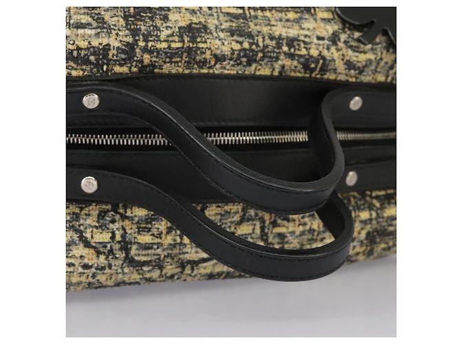 CHANEL Borsa a Mano Tweed Giallo Argento CC Auth bs19419 - vista 7
