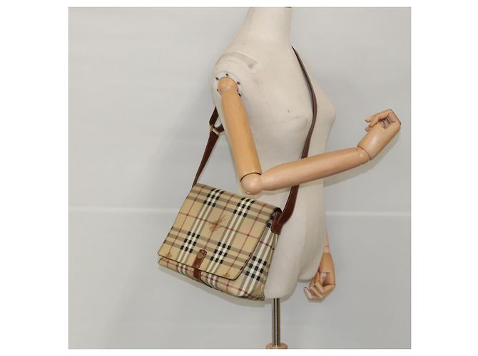 Borsa a spalla Burberry Nova Check in pelle PVC beige Auth ac3276 - vista 23