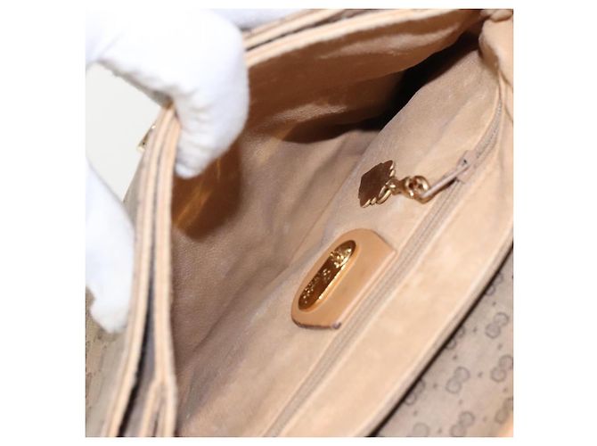 Gucci Borsa a spalla Micro GG Supreme in PVC beige e oro 49 007 5548 Auth th5401 D'oro - vista 11