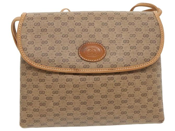Gucci Borsa a spalla Micro GG Supreme in PVC beige e oro 49 007 5548 Auth th5401 D'oro - vista 13