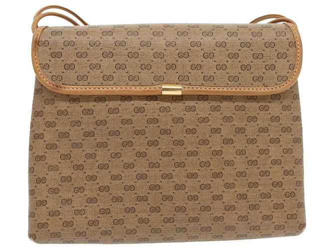 Gucci Borsa a spalla Micro GG Supreme in PVC beige e oro 49 007 5548 Auth th5401 D'oro - vista 2