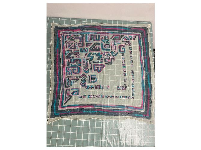 Vintage Kansai Yamamoto Seidenschal Bunt Mehrfarben - Ansicht 2