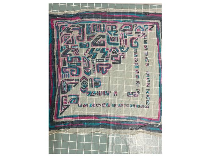 Vintage Kansai Yamamoto Seidenschal Bunt Mehrfarben - Ansicht 3