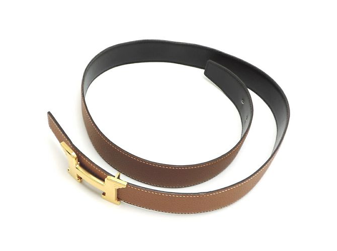 Hermès Cintura da uomo Hermes Constance H Pegasus D inciso Marrone Nero D'oro - vista 2