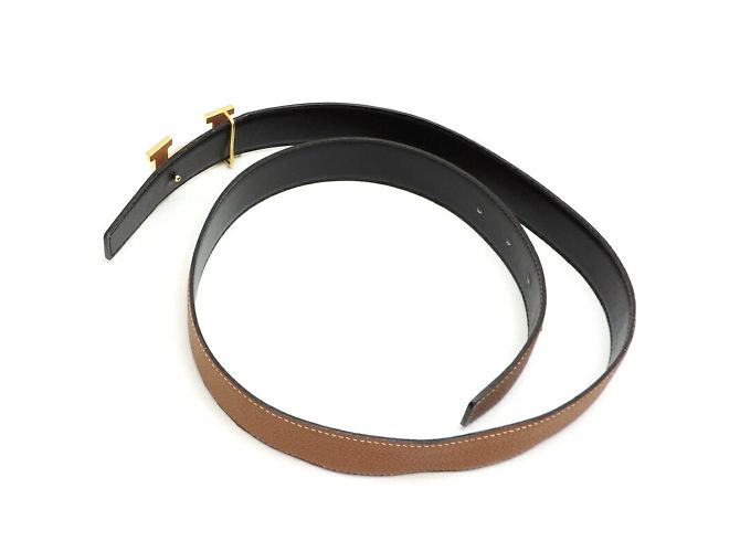 Hermès Cintura da uomo Hermes Constance H Pegasus D inciso Marrone Nero D'oro - vista 3