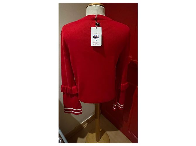 Autre Marque Au printemps Paris Roter Baumwollpullover mit weißen Streifen - Ansicht 2