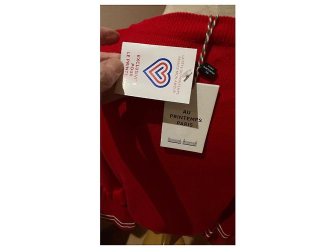 Autre Marque Au printemps Paris Roter Baumwollpullover mit weißen Streifen - Ansicht 3