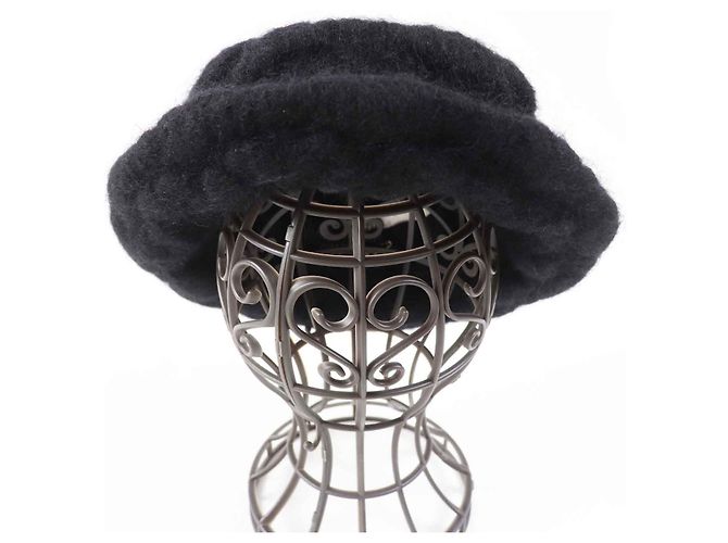 Cappello Chanel Mohair Rayon COCO Mark Nero M - vista 5