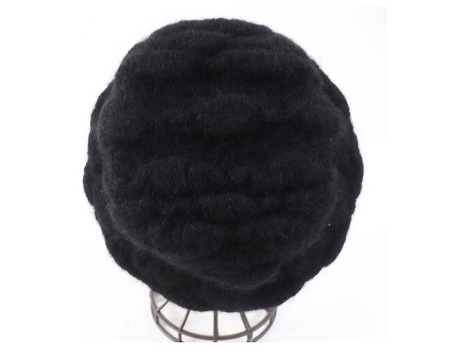 Cappello Chanel Mohair Rayon COCO Mark Nero M - vista 7