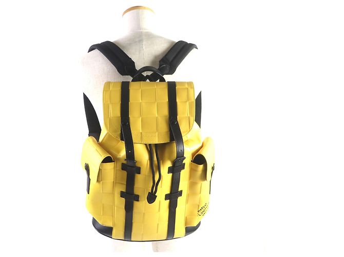 Zaino Louis Vuitton Damier Scuba Christopher MM Giallo - vista 2