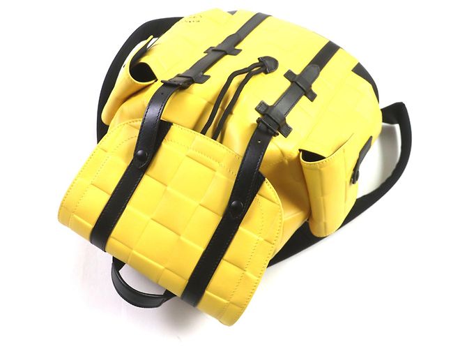 Zaino Louis Vuitton Damier Scuba Christopher MM Giallo - vista 4