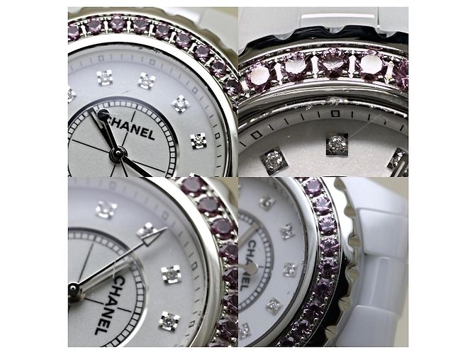 Chanel J12 Pink Sapphire Bezel Watch White - view 7