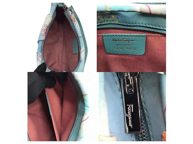 Salvatore Ferragamo Ferragamo Nylon Leather Accessory Pouch Blue - view 5