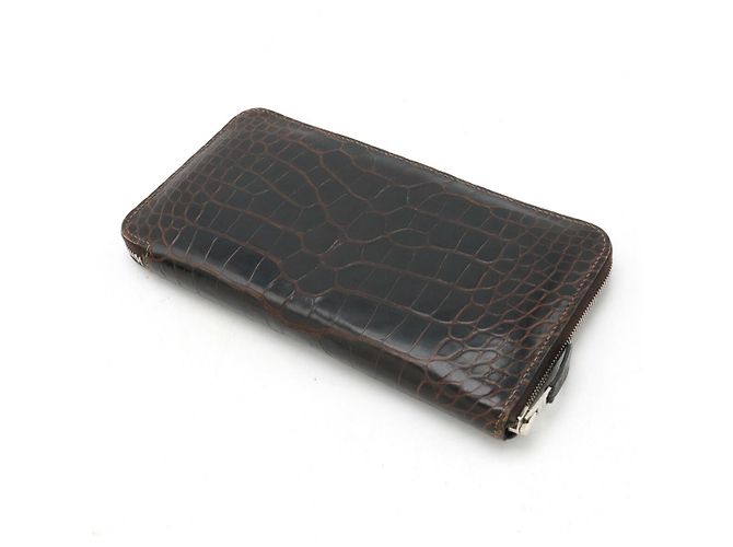 Portafoglio lungo classico in coccodrillo Azap di Hermès Marrone - vista 2