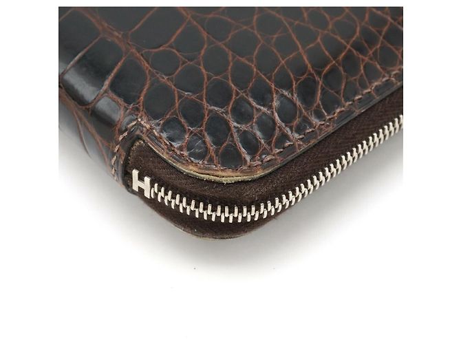 Portafoglio lungo classico in coccodrillo Azap di Hermès Marrone - vista 3