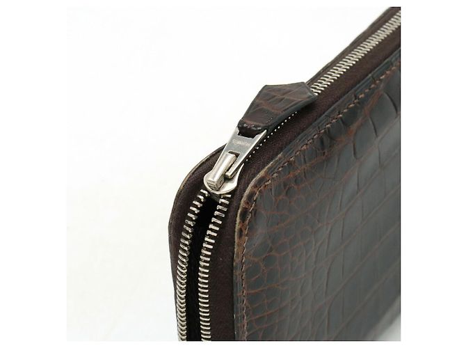 Portafoglio lungo classico in coccodrillo Azap di Hermès Marrone - vista 4