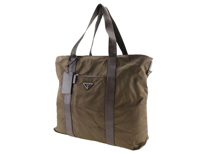 Borsa Boston in nylon Prada khaki unisex Verde - vista 2
