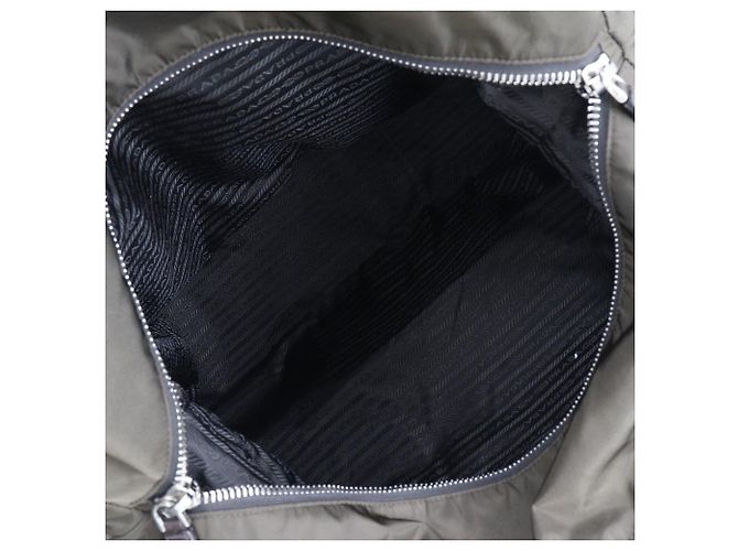 Borsa Boston in nylon Prada khaki unisex Verde - vista 6