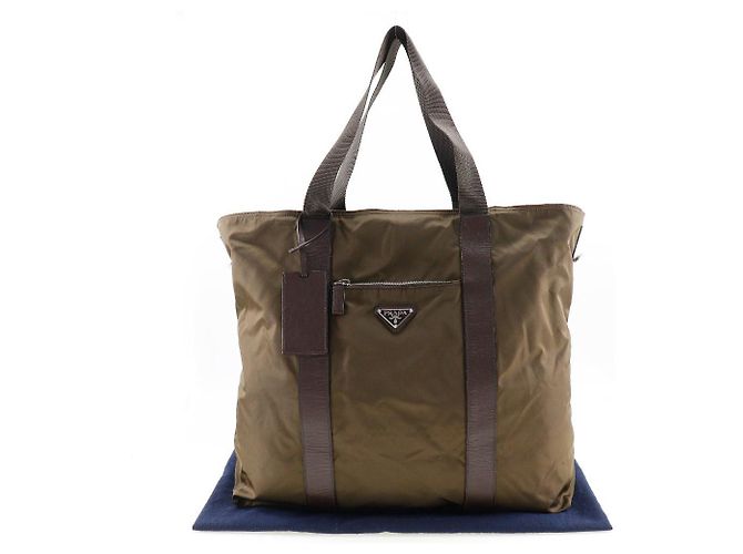 Borsa Boston in nylon Prada khaki unisex Verde - vista 8