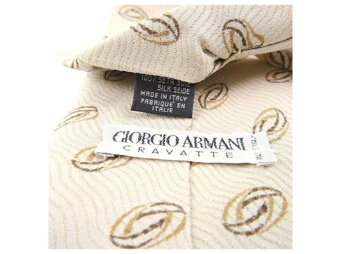 Cravatta da uomo in seta beige Armani - vista 4