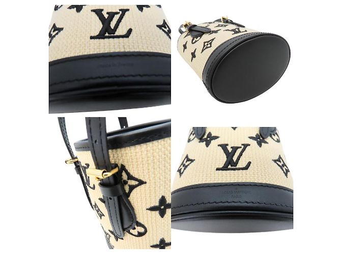 Bucket Borsa a secchiello Nano Louis Vuitton Beige Nero - vista 4