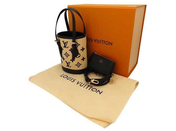 Bucket Borsa a secchiello Nano Louis Vuitton Beige Nero - vista 8