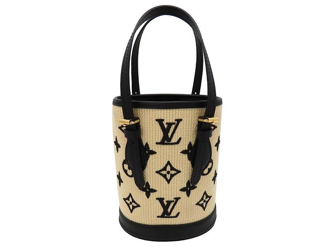 Bucket Borsa a secchiello Nano Louis Vuitton Beige Nero - vista 9