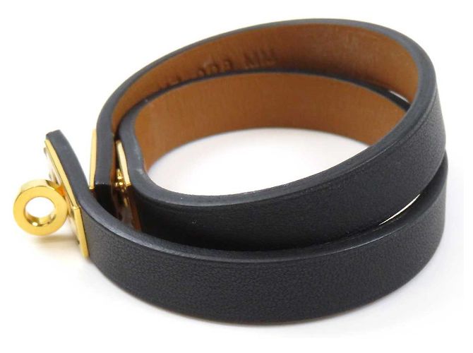 Hermès Hermes Leather Mini Kelly Double Tour Bracelet Black - view 2
